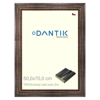DANTIK rámeček 50x70 | TRITON široký měď antik (Plexi Čiré)