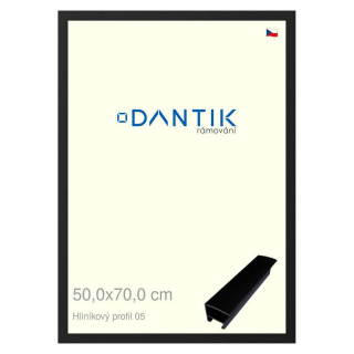 DANTIK rámeček 50x70 | ALU profil 7005 Černá matná (Plexi Čiré)