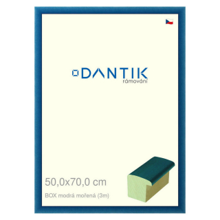 DANTIK rámeček 50x70 | BOX modrá mořená (Plexi Čiré)