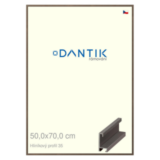 DANTIK rámeček 50x70 | ALU profil 6035 Hnědá tmavá (Plexi Čiré)