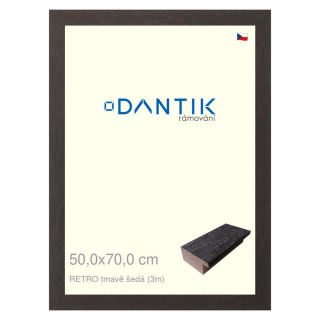DANTIK rámeček 50x70 | RETRO tmavě šedá (Plexi Čiré)