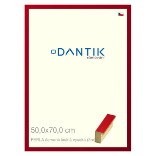 DANTIK rámeček 50x70 | PERLA červená lesklá vysoká (Plexi Čiré)