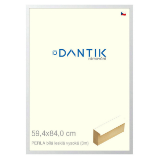 DANTIK rámeček 59,4x84 | PERLA bílá lesklá vysoká (Plexi Čiré)