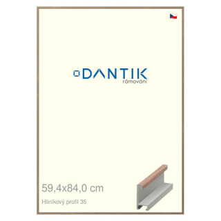 DANTIK rámeček 59,4x84 | ALU profil 6035 Dýha ořech raw (Plexi Čiré)