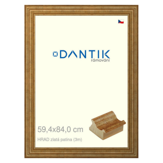 DANTIK rámeček 59,4x84 | HRAD zlatá patina (Plexi Čiré)