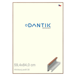 DANTIK rámeček 59,4x84 | ALU profil 6030 Dýha ořech lak matný (Plexi Čiré)