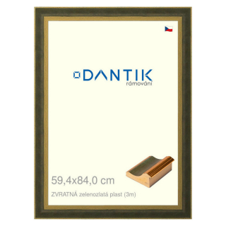 DANTIK rámeček 59,4x84 | ZVRATNÁ zelenozlatá plast (Plexi Čiré)