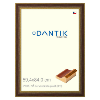 DANTIK rámeček 59,4x84 | ZVRATNÁ červenozlatá plast (Plexi Čiré)
