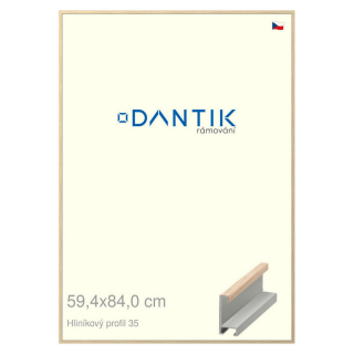 DANTIK rámeček 59,4x84 | ALU profil 6035 Dýha dub raw (Plexi Čiré)
