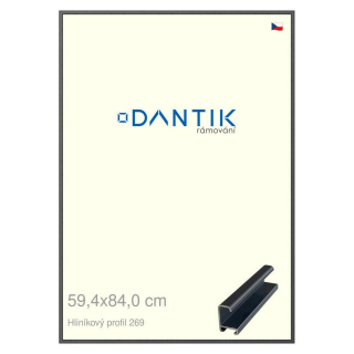 DANTIK rámeček 59,4x84 | ALU profil 7269 Šedá Oplal broušená (Plexi Čiré)