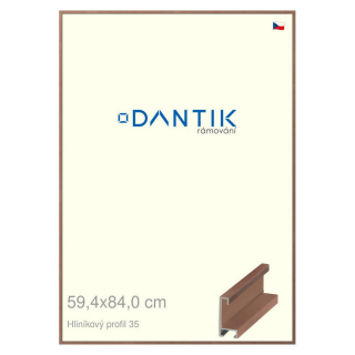 DANTIK rámeček 59,4x84 | ALU profil 6035 Dýha ořech (Plexi Čiré)