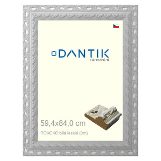 DANTIK rámeček 59,4x84 | ROKOKO bílá lesklá (Plexi Čiré)