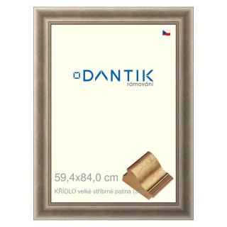 DANTIK rámeček 59,4x84 | KŘÍDLO velké stříbrné patina (Plexi Čiré)
