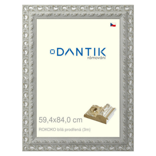 DANTIK rámeček 59,4x84 | ROKOKO bílá prodřená (Plexi Čiré)