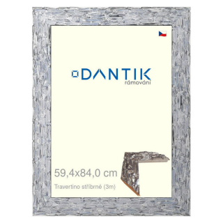DANTIK rámeček 59,4x84 | TRAVERTINO stříbrné (Plexi Čiré)