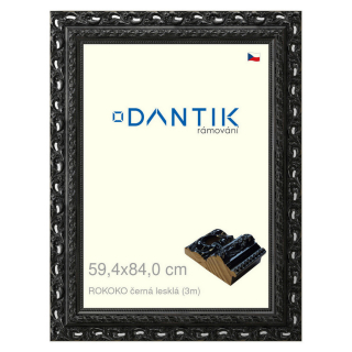 DANTIK rámeček 59,4x84 | ROKOKO černá lesklá (Plexi Čiré)
