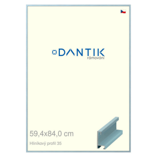 DANTIK rámeček 59,4x84 | ALU profil 6035 Dýha barevná modrá pastel (Plexi Čiré)