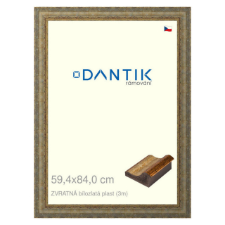 DANTIK rámeček 59,4x84 | ZVRATNÁ bílozlatá plast (Plexi Čiré)