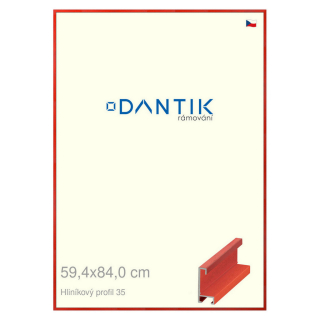 DANTIK rámeček 59,4x84 | ALU profil 6035 Dýha barevná červená třešeň (Plexi Čiré)