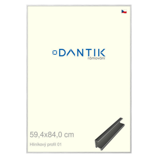 DANTIK rámeček 59,4x84 | ALU profil 7001 Stříbrná lesklá (Plexi Čiré)