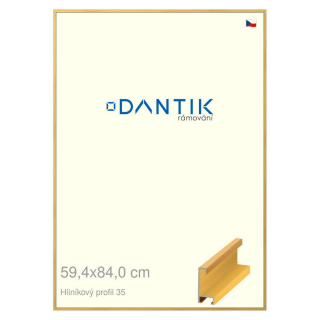 DANTIK rámeček 59,4x84 | ALU profil 6035 Dýha barevná žlutá (Plexi Čiré)