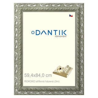 DANTIK rámeček 59,4x84 | ROKOKO stříbrná házená (Plexi Čiré)