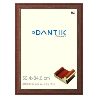 DANTIK rámeček 59,4x84 | ANGLIE hnědá Au linka (Plexi Čiré)
