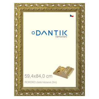 DANTIK rámeček 59,4x84 | ROKOKO zlatá házená (Plexi Čiré)