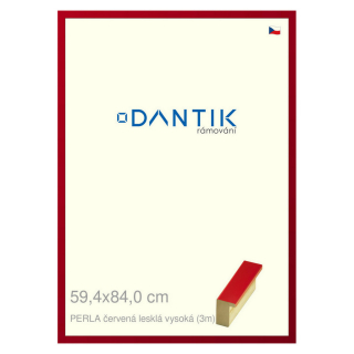 DANTIK rámeček 59,4x84 | PERLA červená lesklá vysoká (Plexi Čiré)