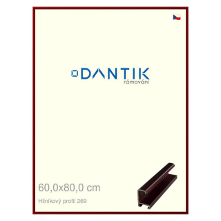 DANTIK rámeček 60x80 | ALU profil 7269 Červená Rubin broušená (Plexi Čiré)