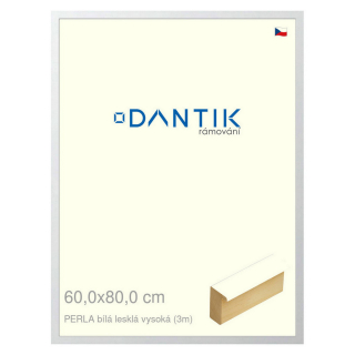 DANTIK rámeček 60x80 | PERLA bílá lesklá vysoká (Plexi Čiré)