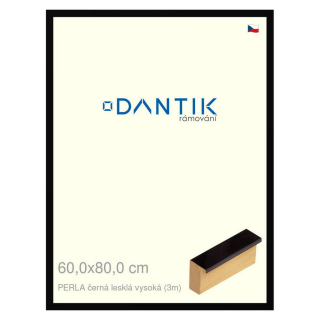 DANTIK rámeček 60x80 | PERLA černá lesklá vysoká (Plexi Čiré)