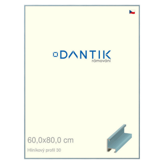 DANTIK rámeček 60x80 | ALU profil 6030 Dýha barevná modrá pastel (Plexi Čiré)