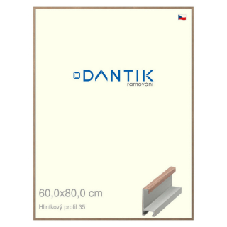 DANTIK rámeček 60x80 | ALU profil 6035 Dýha ořech raw (Plexi Čiré)
