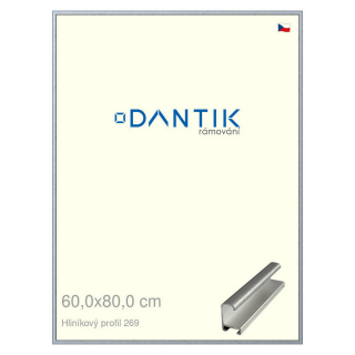 DANTIK rámeček 60x80 | ALU profil 7269 Sstříbrná broušená (Plexi Čiré)