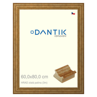 DANTIK rámeček 60x80 | HRAD zlatá patina (Plexi Čiré)