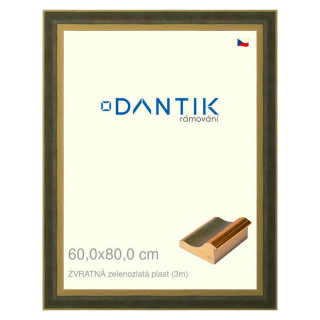 DANTIK rámeček 60x80 | ZVRATNÁ zelenozlatá plast (Plexi Čiré)