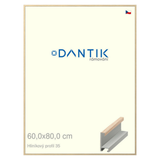 DANTIK rámeček 60x80 | ALU profil 6035 Dýha dub raw (Plexi Čiré)