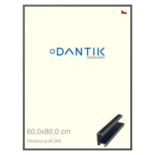 DANTIK rámeček 60x80 | ALU profil 7269 Šedá Oplal broušená (Plexi Čiré)