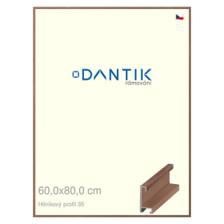 DANTIK rámeček 60x80 | ALU profil 6035 Dýha ořech (Plexi Čiré)