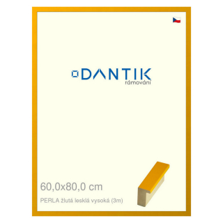 DANTIK rámeček 60x80 | PERLA žlutá lesklá vysoká (Plexi Čiré)