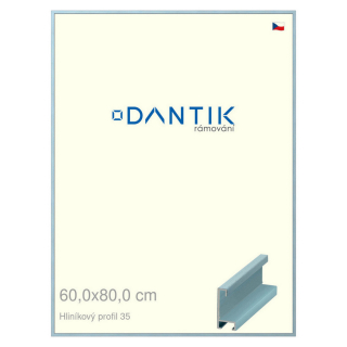 DANTIK rámeček 60x80 | ALU profil 6035 Dýha barevná modrá pastel (Plexi Čiré)