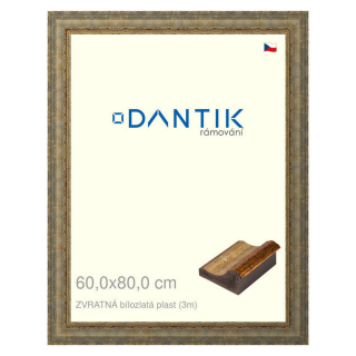 DANTIK rámeček 60x80 | ZVRATNÁ bílozlatá plast (Plexi Čiré)
