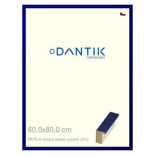 DANTIK rámeček 60x80 | PERLA modrá lesklá vysoká (Plexi Čiré)