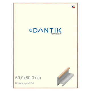 DANTIK rámeček 60x80 | ALU profil 6030 Dýha dub lak matný (Plexi Čiré)