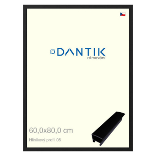 DANTIK rámeček 60x80 | ALU profil 7005 Černá matná (Plexi Čiré)