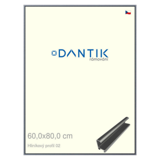 DANTIK rámeček 60x80 | ALU profil 7002 Platina matná (Plexi Čiré)