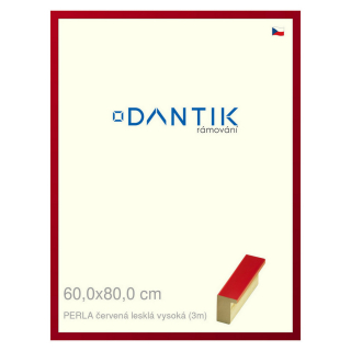 DANTIK rámeček 60x80 | PERLA červená lesklá vysoká (Plexi Čiré)