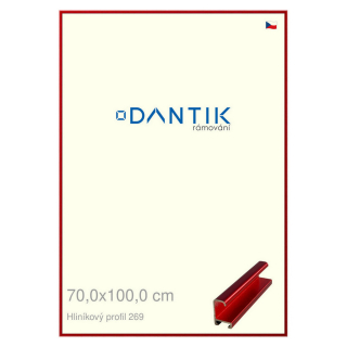 DANTIK rámeček 70x100 | ALU profil 7269 Červená Trumalin broušená (Plexi Čiré)