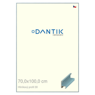 DANTIK rámeček 70x100 | ALU profil 6030 Dýha barevná modrá pastel (Plexi Čiré)